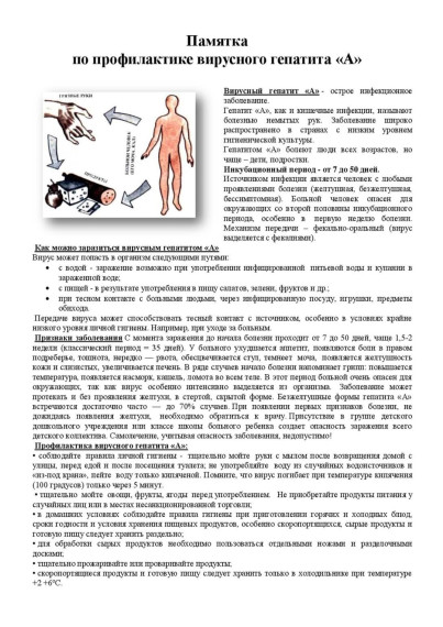 Памятка по профилактике вирусного гепатита "А".